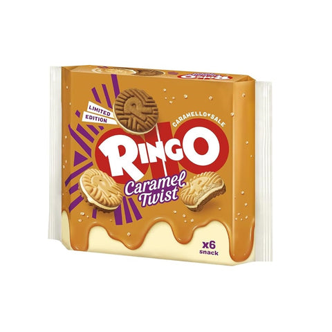Pavesi Ringo Caramel Twist Limited Edition Biscuits filled with salted caramel cream (165g)