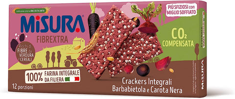 Misura Fibrextra Crackers Integrali Barbabietola e Carota Nera Wholemeal Beetroot and Black Carrot Crackers 385g