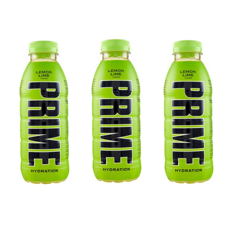 3x Prime Hydration Lemon Lime energy drink 500ml