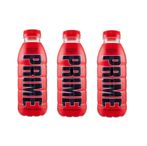 3x Prime Hydration Tropical Punch energy drink 500ml