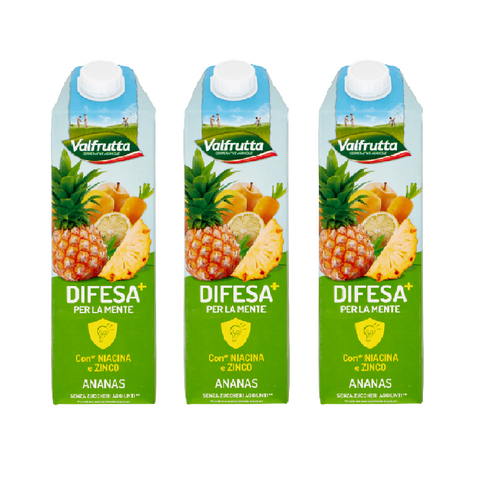 3x Valfrutta Difesa per la mente Ananas fruit juice defense for the mind 1L