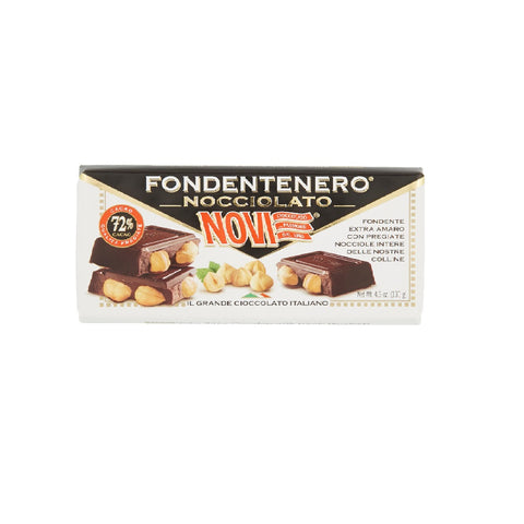 Novi Cioccolato Fondentenero Nocciolato dark chocolate with hazelnuts 72% 130GR