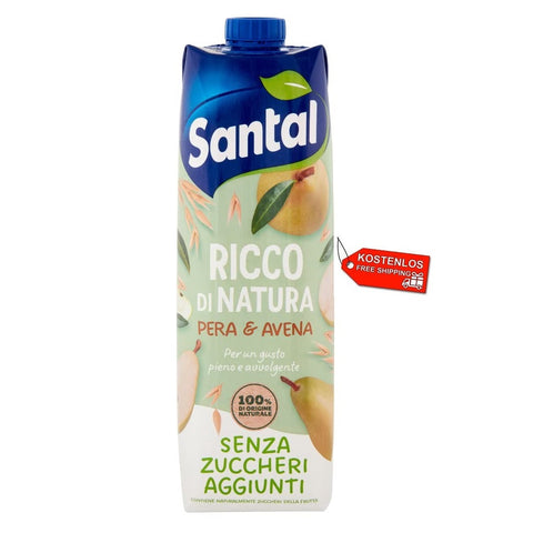 12x Parmalat Santal Ricco di Natura Succo di Frutta Pera e Avena Pear and oat fruit juice with no added sugar 1000ml