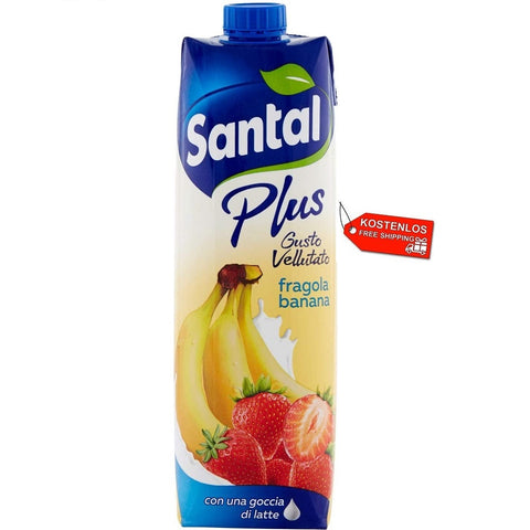 12x Parmalat Santal Plus Succo di Frutta Fragola e Banana Strawberry and banana juice with a drop of milk 1000ml