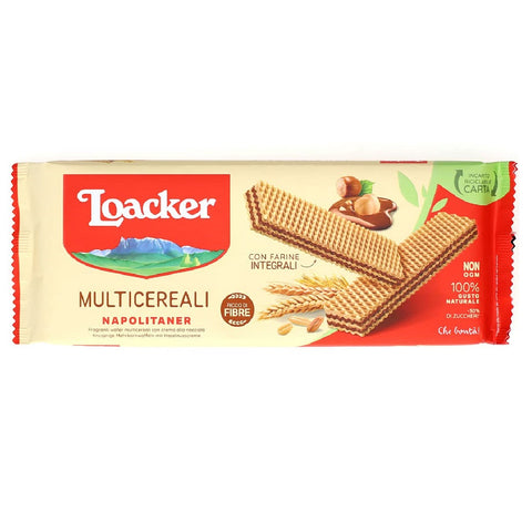 Loacker Wafer Multicereali Napolitan multigrain waffles with hazelnut cream and wholemeal flour 175g