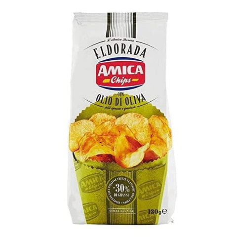 Amica Chips Eldorada con Olio di Oliva Potato Chips with Olive Oil 130g - Italian Gourmet UK