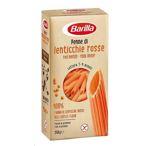 Barilla Penne di Lenticchie Rosse (red lentil pasta) Gluten free (250g) - Italian Gourmet UK
