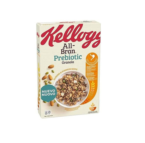 Kellogg's All-Bran Prebiotic Granola mixed cereals with almonds and pumpkin seeds 380g - Italian Gourmet UK