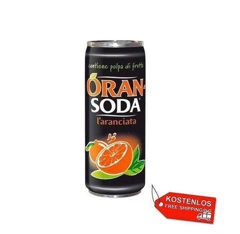 48x Oransoda Italian orange soft drink 33cl disposable cans - Italian Gourmet UK