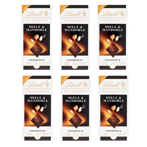 Lindt Chocolate bar 6x100g Lindt Excellence Fondente Miele e Mandorle Dark Chocolate with Honey and Almonds 100g 3046920020862