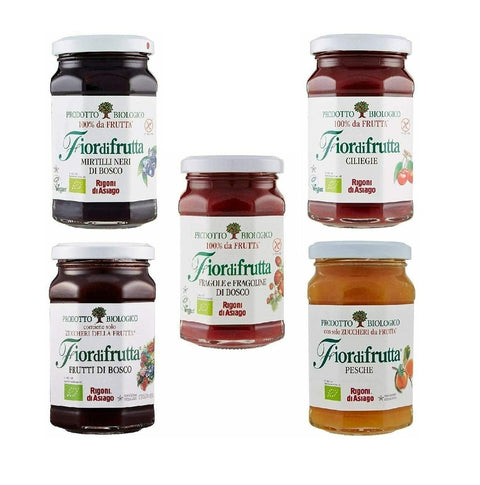 Rigoni di Asiago Fiordifrutta Testpack Italian Bio marmelade Jam 5x250g - Italian Gourmet UK