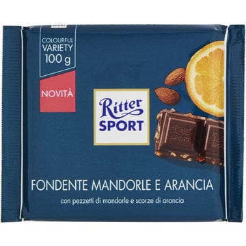 Ritter Sport Chocolate snack 1x100gr Ritter Sport Dark Almond and Orange 100g 4000417212009