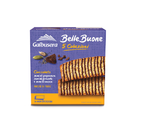 Galbusera BelleBuone 5 Colazioni Fette con cioccolato e semi di papavero, girasole, zucca 200g