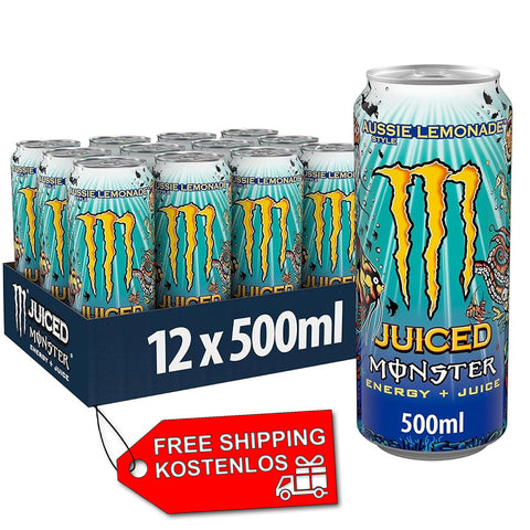 12x Monster Energy Drink Monster Juice Aussie Style Lemonade 500ml