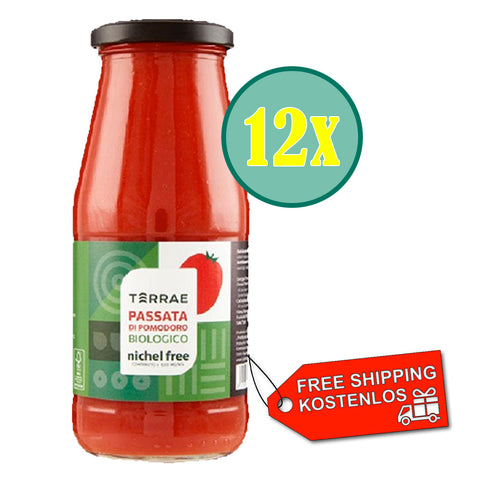 12x Terrae Passata di Pomodoro ORGANIC Tomato Puree "NICHEL FREE" 420gr