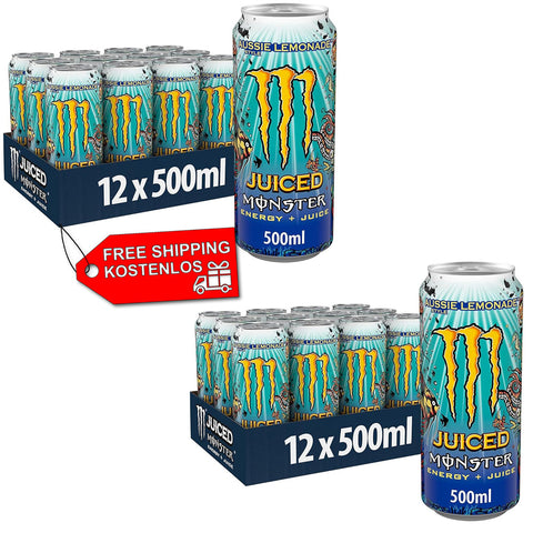 24x Monster Energy Drink Monster Juice Aussie Style Lemonade 500ml