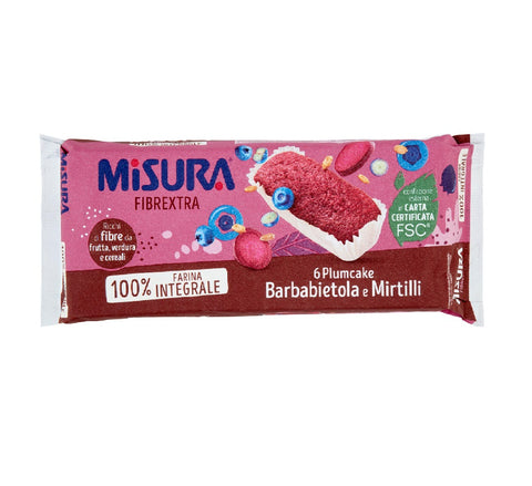 Misura Fibrextra Plumcake integrali con Barbabietola e mirtilli 190gr - Wholegrain plumcakes with beetroot and blueberries