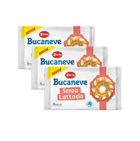 3x Doria Bucaneve Senza Lattosio lactose-free biscuits   263g