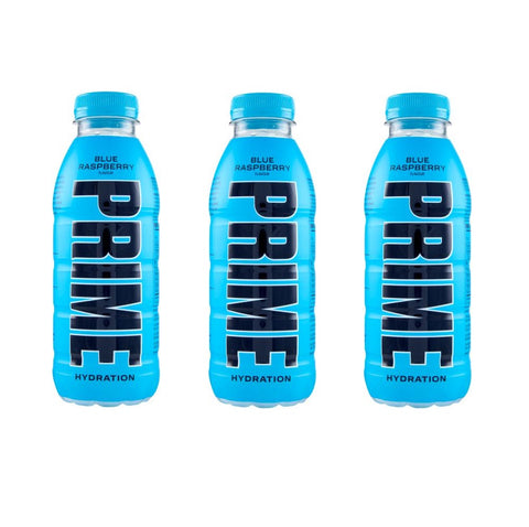 3x Prime Hydration Blue Raspberry energy drink 500ml