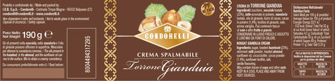 Condorelli Crema di Torrone Gianduia Gianduia Nougat Cream 190g