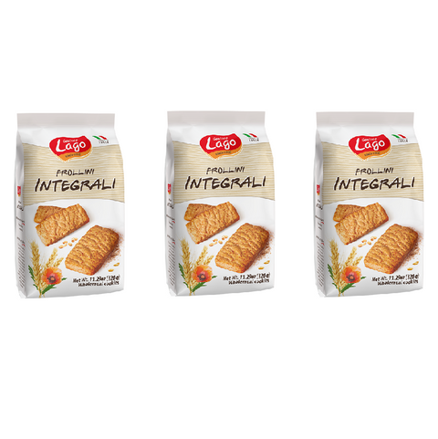 3x Gastone Lago Frollini Integrali 320gr - Wholemeal Biscuits