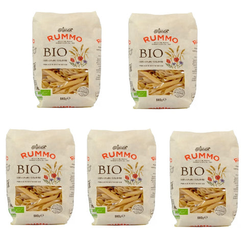 5x Rummo Penne Rigate N.66 Bio Integrale 100% Italian wheat pasta 500g