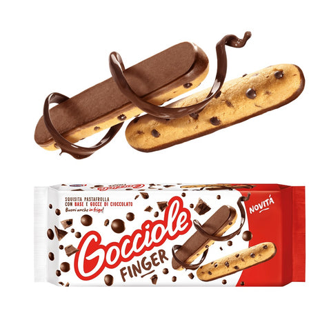 Gocciole Finger Biscotto con gocce e fondo di cioccolato Biscuit with drops and chocolate base 120g