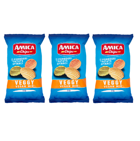 3x Amica Chips Veggy Spinach and tomato chips 110gr