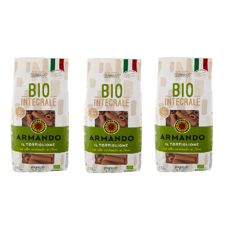 3x Armando Tortiglione Integrale biologica organic wholemeal pasta 500gr