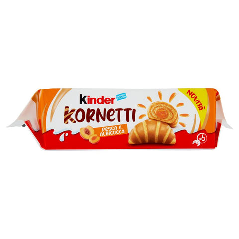 Ferrero Kinder Kornetti - Cornetti Croissant Ripieni alla Pesca e Albicocca Croissants Filled with Peach and Apricot 252g (6pieces)