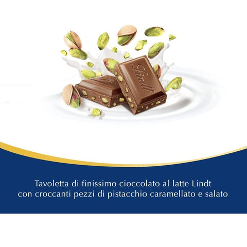 Lindt Classic Milk Chocolate Bar with caramelized and salted pistachios 90 g