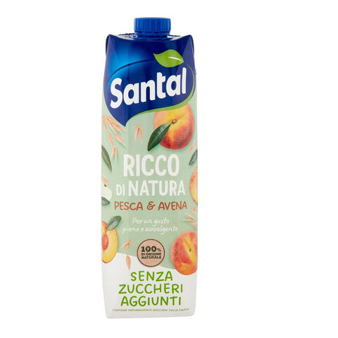 Parmalat Santal Ricco di Natura Succo di Frutta Pesca e Avena Peach and Oat Fruit Juice with No Added Sugar 1000ml