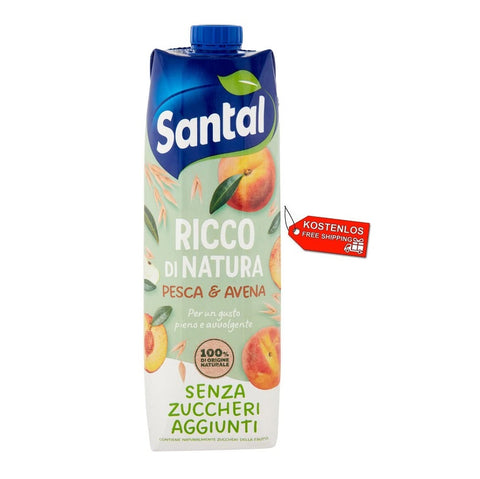 12x Parmalat Santal Ricco di Natura Succo di Frutta Pesca e Avena Peach and Oat Fruit Juice with No Added Sugar 1000ml
