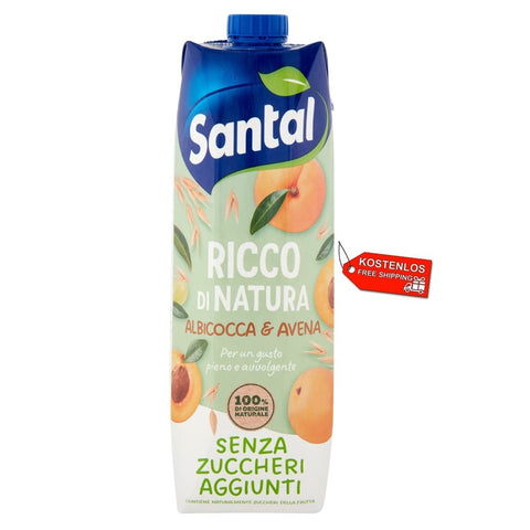 12x Parmalat Santal Ricco di Natura Albicocca e Avena apricot and oat fruit juice with no added sugar 1000ml