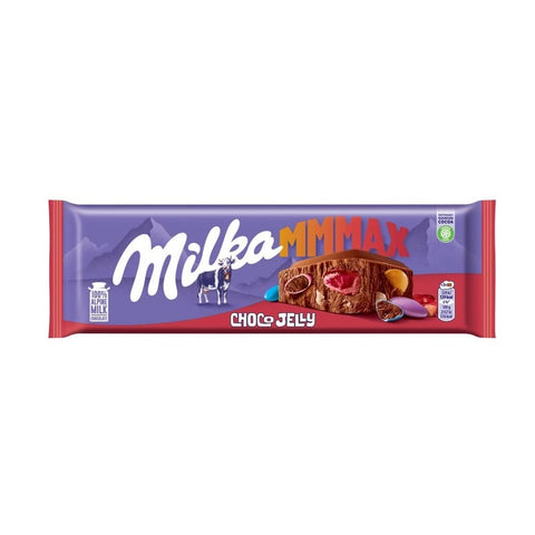Milka MMMAX Choco Jelly Schokoladentafel gefüllt mit knusprigen Smarties 250g