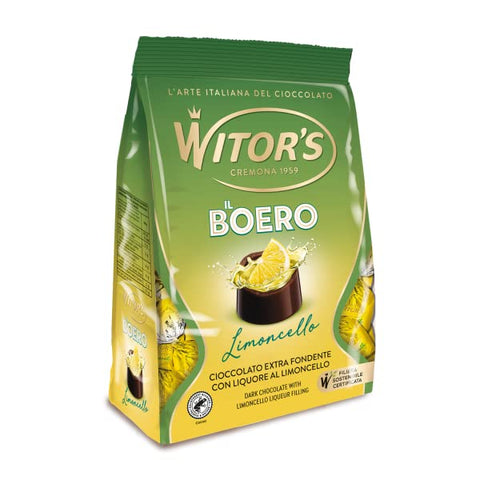 Witor's Il Boero Extra Dunkle Schokolade gefüllt mit Limoncello-Likör Schokoladenpraline 200g Packung