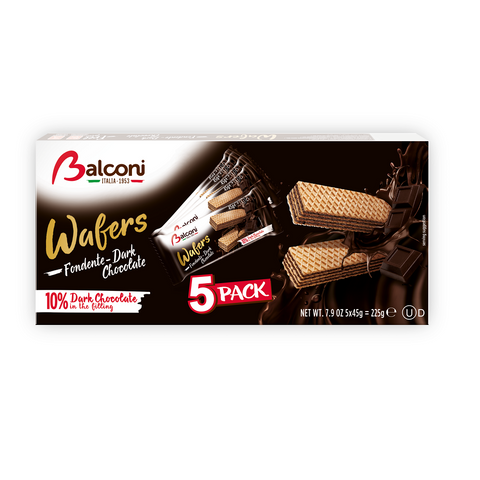 Balconi Wafers Fondente Waffles Filled with Dark Chocolate Multipack ( 5 x 45g ) 225g