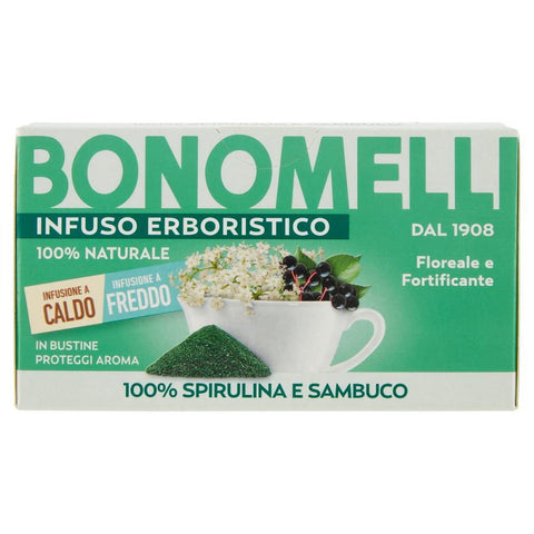 Bonomelli Infusi Erboristici Spirulina e sambuco Infusion with Spirulina and Elderberry Pack of 16 filters