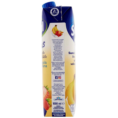 12x Parmalat Santal Plus Succo di Frutta Fragola e Banana Strawberry and banana juice with a drop of milk 1000ml