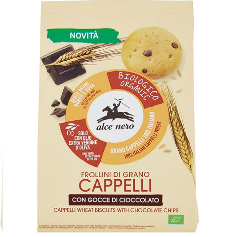 Alce Nero Frollini di grano Cappelli Organic Wheat Biscuits with Dark Chocolate Drops Biscuits 250g
