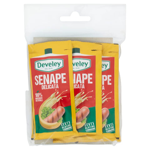 Develey Senape Delicata 100% Natural Ingredients Fine Flavor Mustard, Gluten Free Seasoning Sauce Pack of 10 sachets consisting of 6 single doses of 15ml