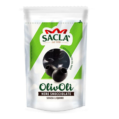 Saclà OlivOs Olive Nere Denocciolate Pitted Black Olives Without Liquid 75g Bag