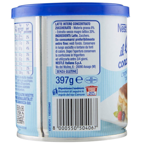 Nestlé il latte condensato condensed milk creamy ingredient for desserts sweetened concentrated whole milk 397g