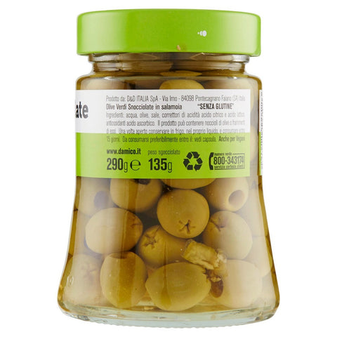 D'Amico Olive Verdi Snocciolate in Salamoia Pitted Green Olives in Brine 290g