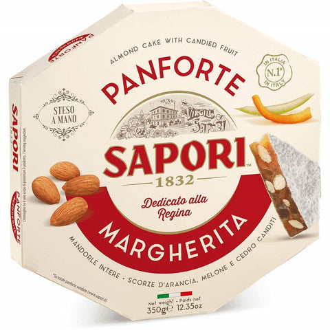 Sapori Panforte Margherita Christmas Cake with Whole Sweet Almonds, Orange Peel, Melon 320g
