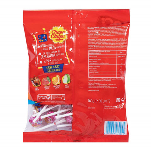 Chupa Chups 4 Different Flavors of Lollipops Cola - Strawberry - Apple - Orange 120g bag of 20 lollipop candies