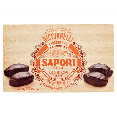 Sapori Ricciarelli al Cioccolato Almond Paste Coated in Dark Chocolate 154g
