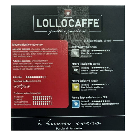 Lollo Caffè Box 50 Cialde Pods Linea Amore Autentico Classico ESE 50x7,5g