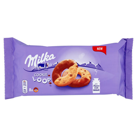 Milka Cookie Loop biscotti con gocce di cioccolato al latte Milka 100% Alpino 176g Cookies with milk chocolate chips