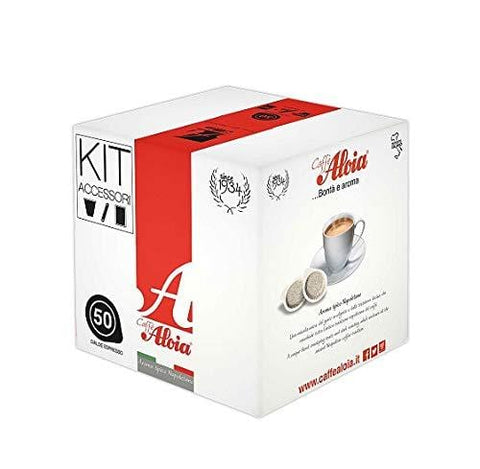 Aloia Kit 50 Cialde ESE Caffè Aroma tipico napoletano coffee pods (with accessories) - Italian Gourmet UK